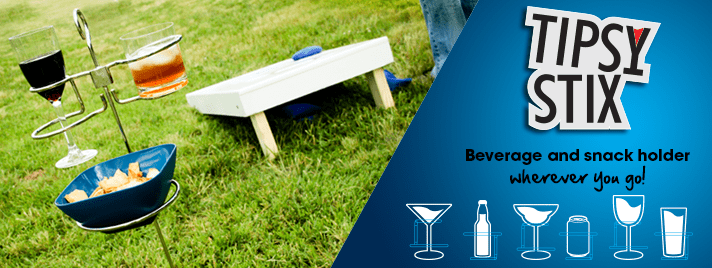 Tipsy Stix Beverage and snack holder wherever you go.